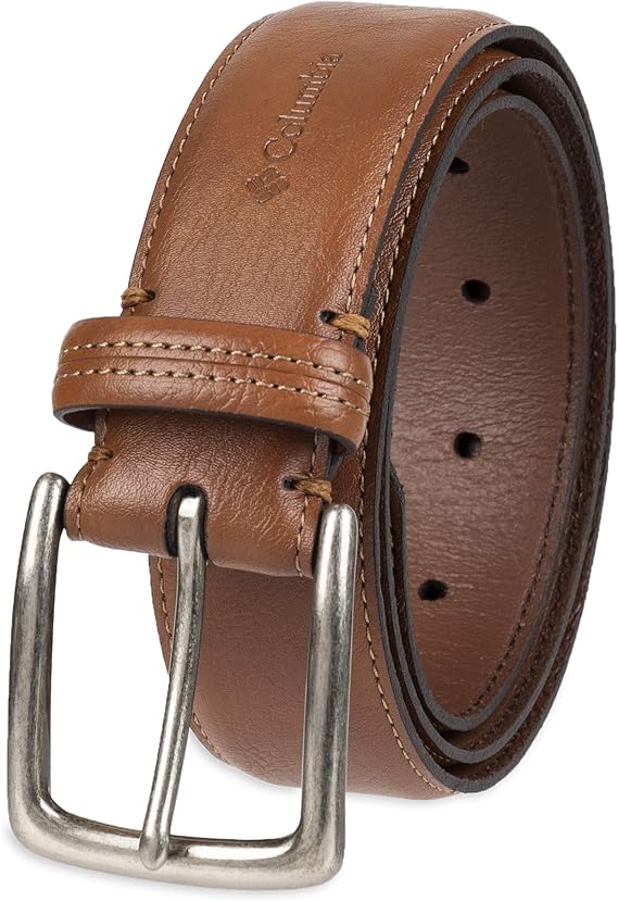Men's Stitched Genuine Leather Belt | Classic | Casual | Dress | Everyday | Western | Metal Buckle